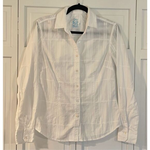 J.McLaughlin white square textured collared button up 4 - Picture 2 of 10